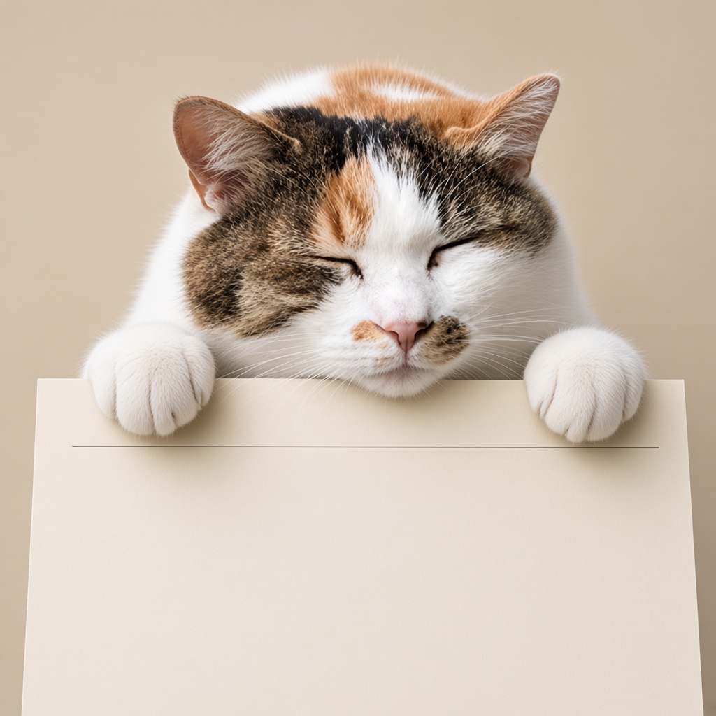 Brian peeking over Project Deal — the cat is in the paper